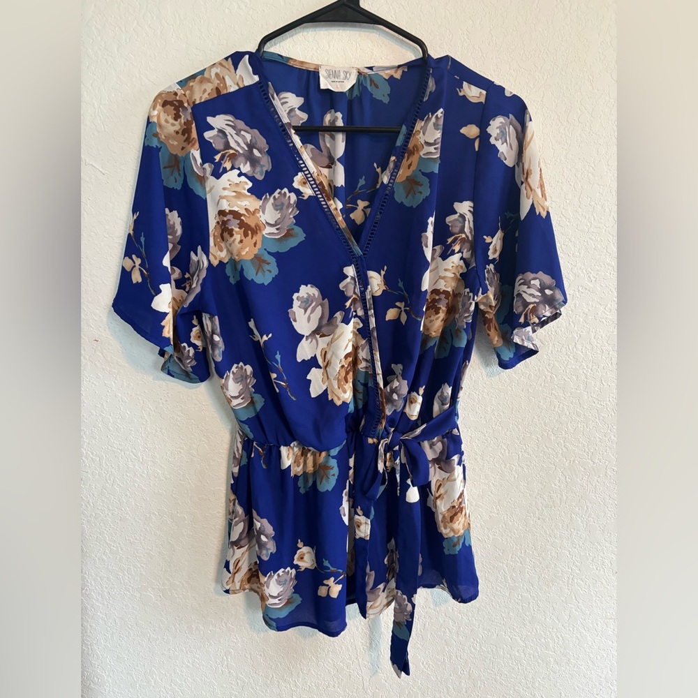 Sienna Sky Blue Floral Blouse